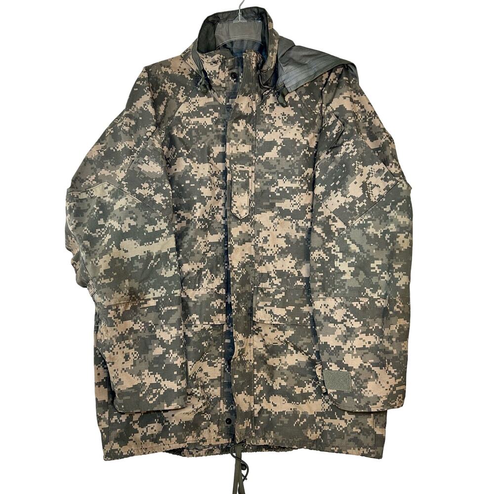 Camouflage Military Parka Jacket Camo Coat Nylon Hooded Cold Weather Medium